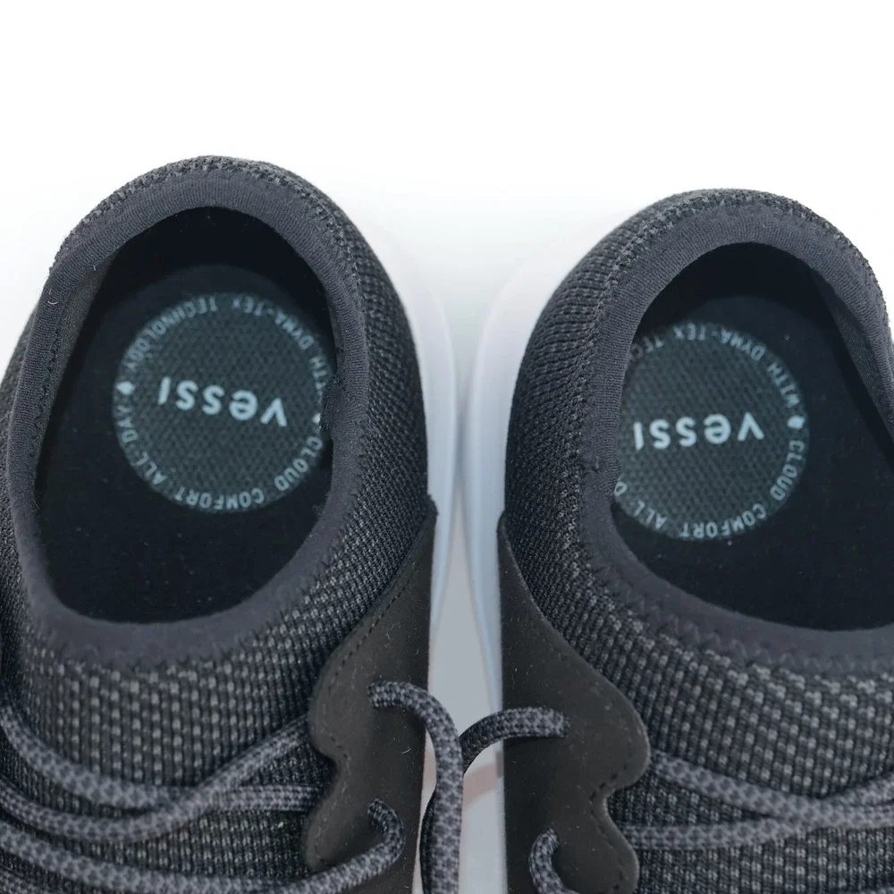 Vessi Womens Everyday Sneakers Size 10 Waterproof Black Gray Knit Lace Up Shoes